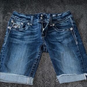 Miss Me Embellished Blue Denim Shorts